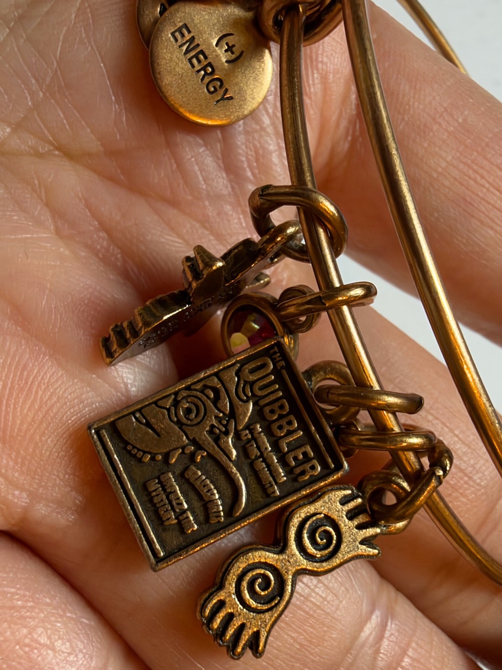 Alex and Ani Harry Potter Luna Lovegood Multi-Charm Bangle Gold Bangle - Picture 4 of 5
